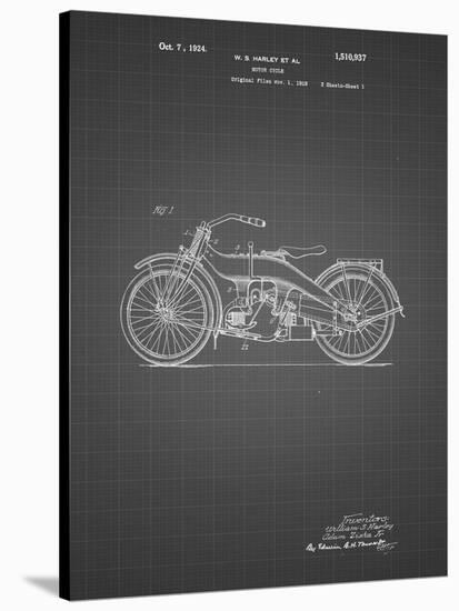 PP194- Black Grid Harley Davidson Motorcycle 1919 Patent Poster-Cole Borders-Stretched Canvas