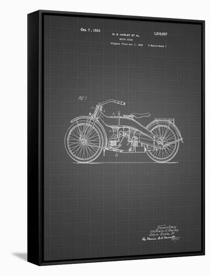 PP194- Black Grid Harley Davidson Motorcycle 1919 Patent Poster-Cole Borders-Framed Stretched Canvas