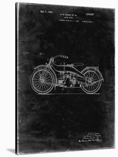 PP194- Black Grunge Harley Davidson Motorcycle 1919 Patent Poster-Cole Borders-Stretched Canvas