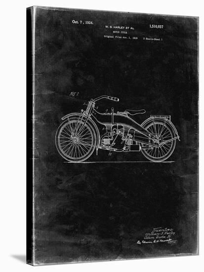 PP194- Black Grunge Harley Davidson Motorcycle 1919 Patent Poster-Cole Borders-Stretched Canvas