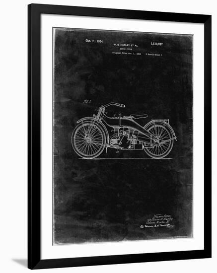 PP194- Black Grunge Harley Davidson Motorcycle 1919 Patent Poster-Cole Borders-Framed Giclee Print