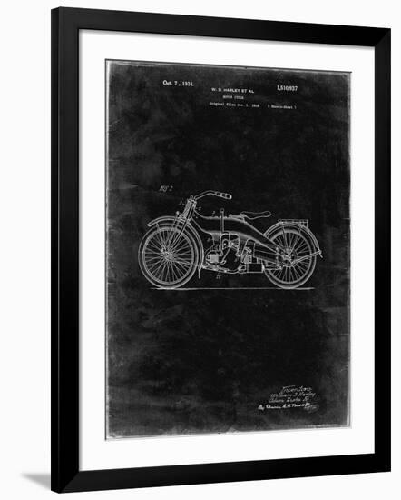 PP194- Black Grunge Harley Davidson Motorcycle 1919 Patent Poster-Cole Borders-Framed Giclee Print