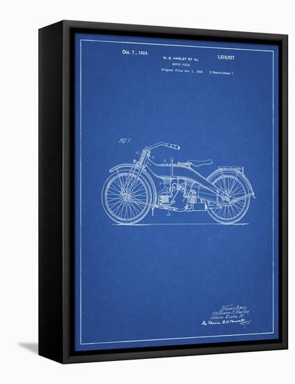 PP194- Blueprint Harley Davidson Motorcycle 1919 Patent Poster-Cole Borders-Framed Stretched Canvas