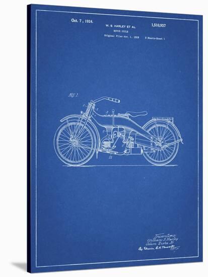 PP194- Blueprint Harley Davidson Motorcycle 1919 Patent Poster-Cole Borders-Stretched Canvas