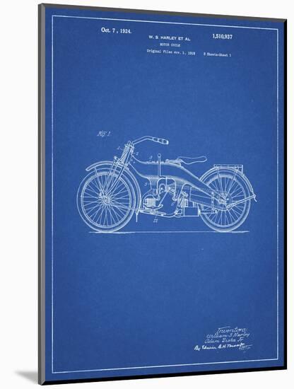 PP194- Blueprint Harley Davidson Motorcycle 1919 Patent Poster-Cole Borders-Mounted Giclee Print