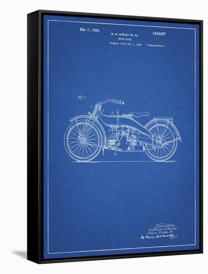 PP194- Blueprint Harley Davidson Motorcycle 1919 Patent Poster-Cole Borders-Framed Stretched Canvas