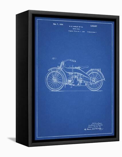 PP194- Blueprint Harley Davidson Motorcycle 1919 Patent Poster-Cole Borders-Framed Stretched Canvas