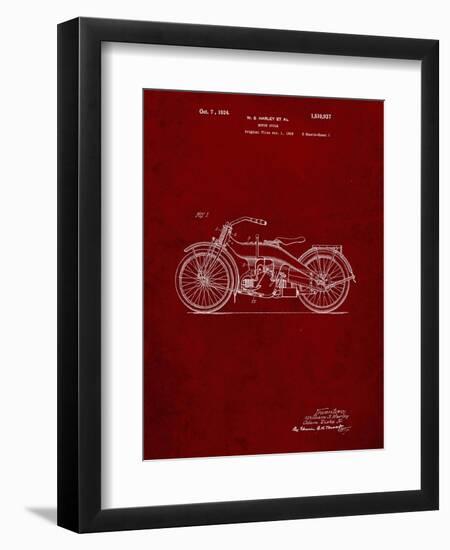 PP194- Burgundy Harley Davidson Motorcycle 1919 Patent Poster-Cole Borders-Framed Giclee Print