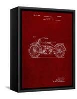 PP194- Burgundy Harley Davidson Motorcycle 1919 Patent Poster-Cole Borders-Framed Stretched Canvas