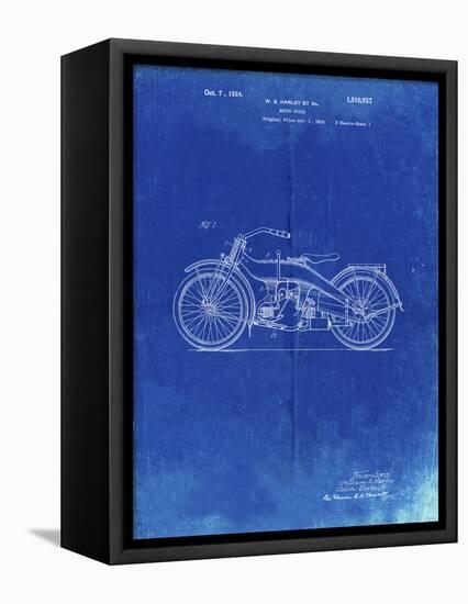 PP194- Faded Blueprint Harley Davidson Motorcycle 1919 Patent Poster-Cole Borders-Framed Stretched Canvas