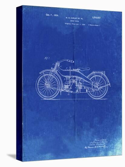 PP194- Faded Blueprint Harley Davidson Motorcycle 1919 Patent Poster-Cole Borders-Stretched Canvas