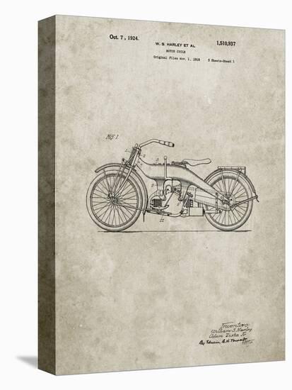 PP194- Sandstone Harley Davidson Motorcycle 1919 Patent Poster-Cole Borders-Stretched Canvas