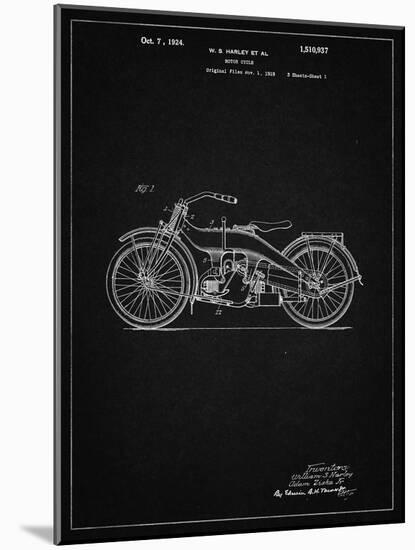 PP194- Vintage Black Harley Davidson Motorcycle 1919 Patent Poster-Cole Borders-Mounted Giclee Print