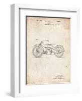 PP194- Vintage Parchment Harley Davidson Motorcycle 1919 Patent Poster-Cole Borders-Framed Giclee Print