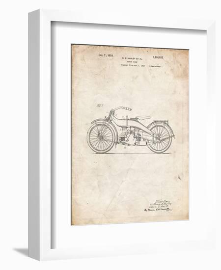 PP194- Vintage Parchment Harley Davidson Motorcycle 1919 Patent Poster-Cole Borders-Framed Giclee Print