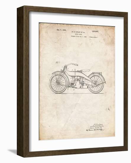 PP194- Vintage Parchment Harley Davidson Motorcycle 1919 Patent Poster-Cole Borders-Framed Giclee Print