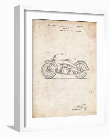 PP194- Vintage Parchment Harley Davidson Motorcycle 1919 Patent Poster-Cole Borders-Framed Giclee Print