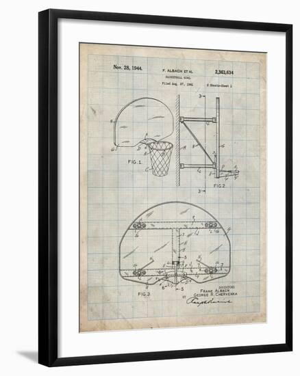 PP196-Antique Grid Parchment Albach Basketball Goal Patent Poster-Cole Borders-Framed Giclee Print