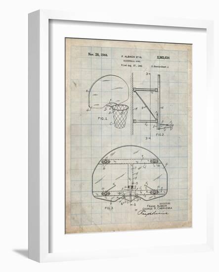 PP196-Antique Grid Parchment Albach Basketball Goal Patent Poster-Cole Borders-Framed Premium Giclee Print