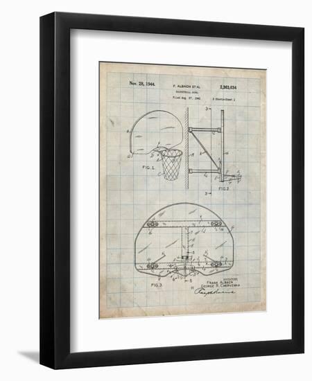 PP196-Antique Grid Parchment Albach Basketball Goal Patent Poster-Cole Borders-Framed Premium Giclee Print