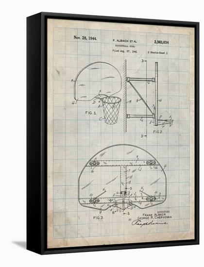 PP196-Antique Grid Parchment Albach Basketball Goal Patent Poster-Cole Borders-Framed Stretched Canvas