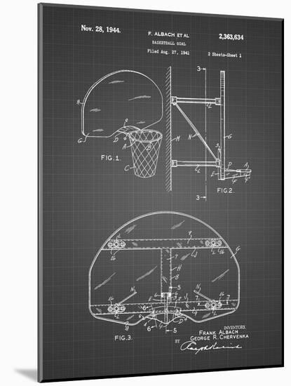 PP196-Black Grid Albach Basketball Goal Patent Poster-Cole Borders-Mounted Giclee Print