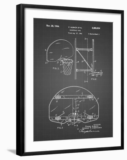 PP196-Black Grid Albach Basketball Goal Patent Poster-Cole Borders-Framed Giclee Print