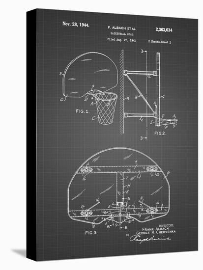 PP196-Black Grid Albach Basketball Goal Patent Poster-Cole Borders-Stretched Canvas