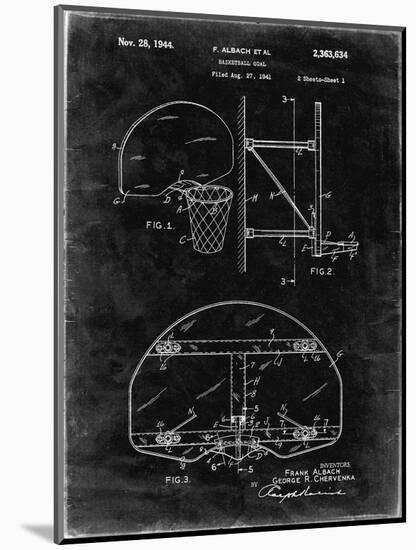 PP196- Black Grunge Albach Basketball Goal Patent Poster-Cole Borders-Mounted Giclee Print