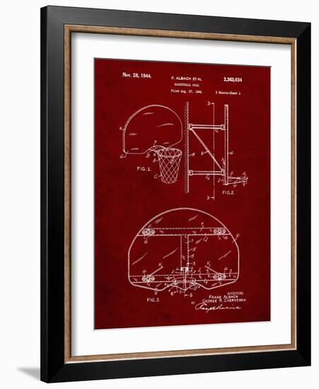 PP196- Burgundy Albach Basketball Goal Patent Poster-Cole Borders-Framed Giclee Print