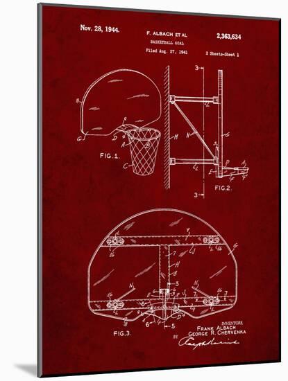 PP196- Burgundy Albach Basketball Goal Patent Poster-Cole Borders-Mounted Giclee Print