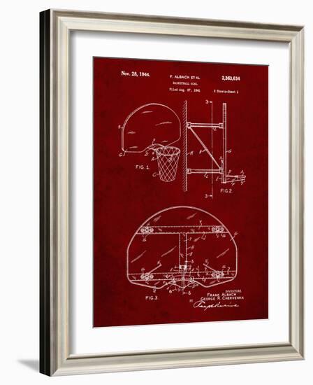 PP196- Burgundy Albach Basketball Goal Patent Poster-Cole Borders-Framed Giclee Print