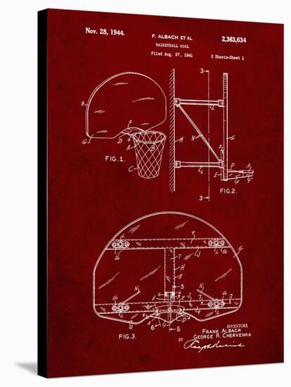 PP196- Burgundy Albach Basketball Goal Patent Poster-Cole Borders-Stretched Canvas
