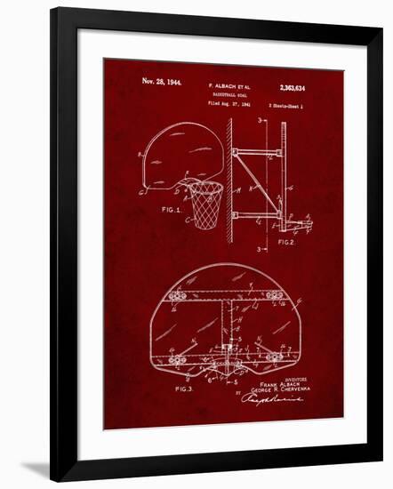 PP196- Burgundy Albach Basketball Goal Patent Poster-Cole Borders-Framed Giclee Print