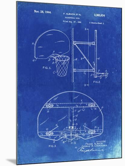 PP196- Faded Blueprint Albach Basketball Goal Patent Poster-Cole Borders-Mounted Giclee Print