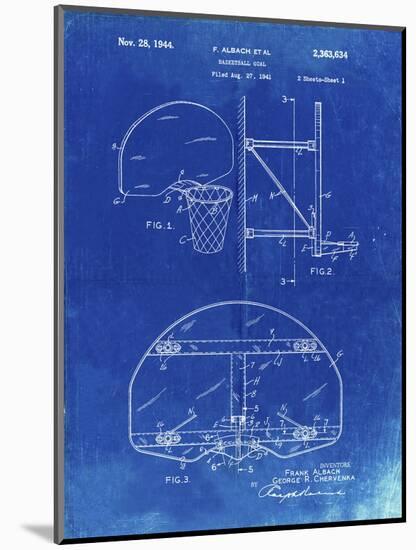 PP196- Faded Blueprint Albach Basketball Goal Patent Poster-Cole Borders-Mounted Giclee Print