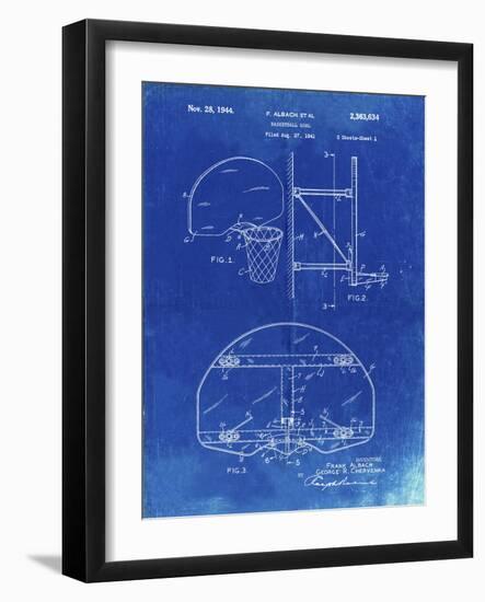 PP196- Faded Blueprint Albach Basketball Goal Patent Poster-Cole Borders-Framed Giclee Print