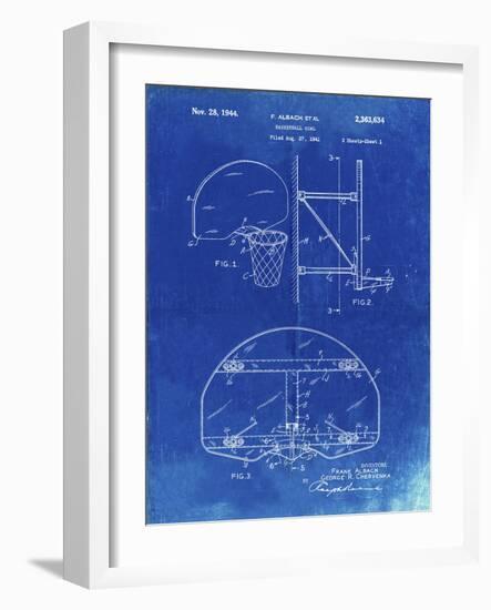 PP196- Faded Blueprint Albach Basketball Goal Patent Poster-Cole Borders-Framed Giclee Print