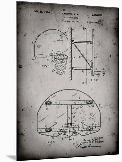 PP196- Faded Grey Albach Basketball Goal Patent Poster-Cole Borders-Mounted Giclee Print