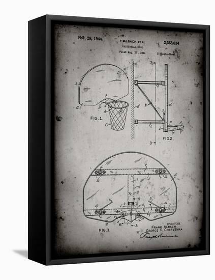 PP196- Faded Grey Albach Basketball Goal Patent Poster-Cole Borders-Framed Stretched Canvas