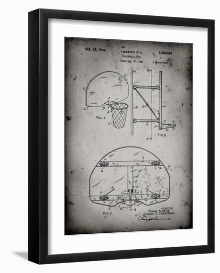 PP196- Faded Grey Albach Basketball Goal Patent Poster-Cole Borders-Framed Giclee Print