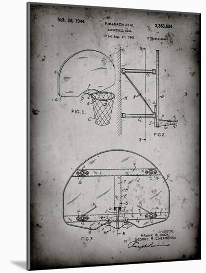 PP196- Faded Grey Albach Basketball Goal Patent Poster-Cole Borders-Mounted Giclee Print