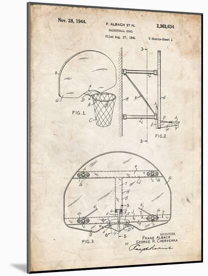 PP196- Vintage Parchment Albach Basketball Goal Patent Poster-Cole Borders-Mounted Giclee Print