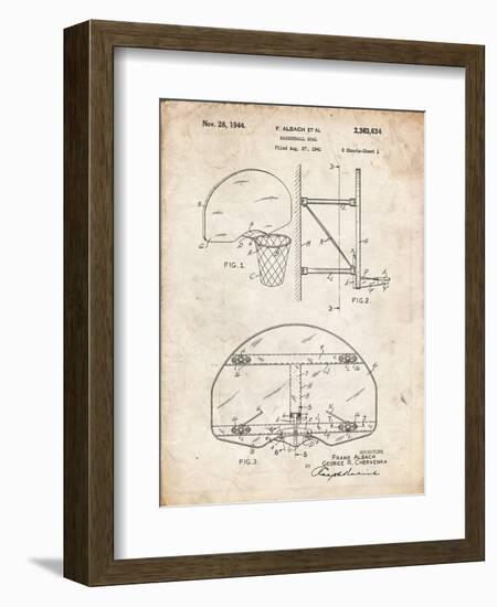 PP196- Vintage Parchment Albach Basketball Goal Patent Poster-Cole Borders-Framed Giclee Print