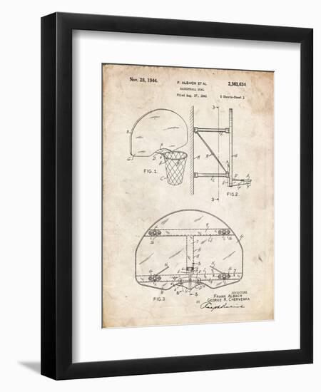 PP196- Vintage Parchment Albach Basketball Goal Patent Poster-Cole Borders-Framed Giclee Print