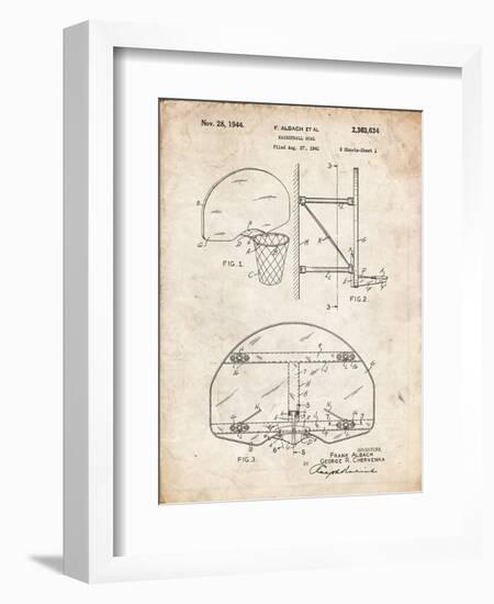 PP196- Vintage Parchment Albach Basketball Goal Patent Poster-Cole Borders-Framed Premium Giclee Print