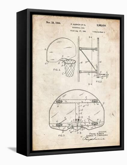 PP196- Vintage Parchment Albach Basketball Goal Patent Poster-Cole Borders-Framed Stretched Canvas
