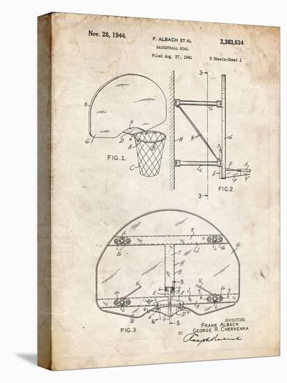 PP196- Vintage Parchment Albach Basketball Goal Patent Poster-Cole Borders-Stretched Canvas
