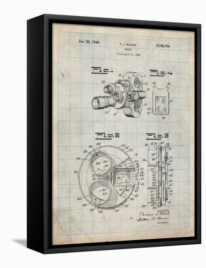 PP198- Antique Grid Parchment Bell and Howell Color Filter Camera Patent Poster-Cole Borders-Framed Stretched Canvas