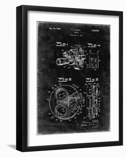 PP198- Black Grunge Bell and Howell Color Filter Camera Patent Poster-Cole Borders-Framed Giclee Print